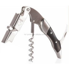 Wood Handle Professional Stainless Wine Screw Corkscrew Opener Double Hinge Waiters Wine Bottle Beer Capps Opener